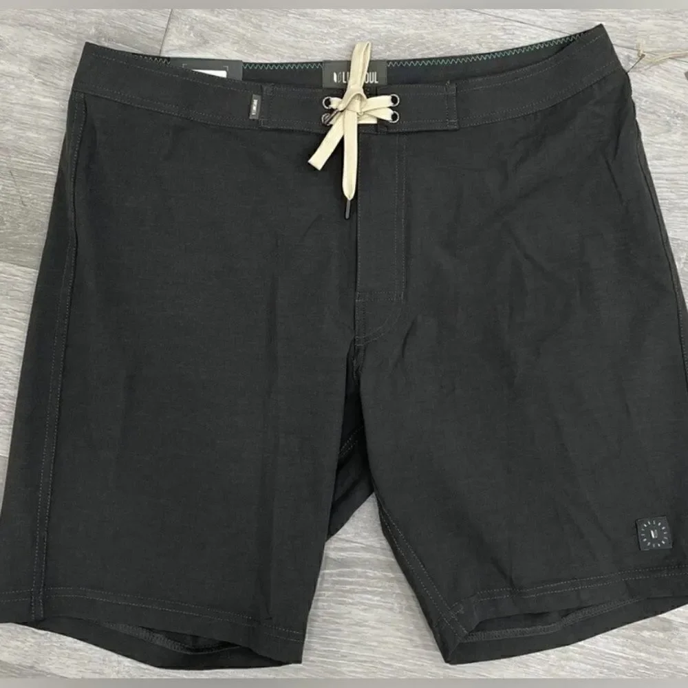 NWT LinkSoul Men’s Boardwalker Golf Short Hybrid Swim Land & Sea Black Size 35
